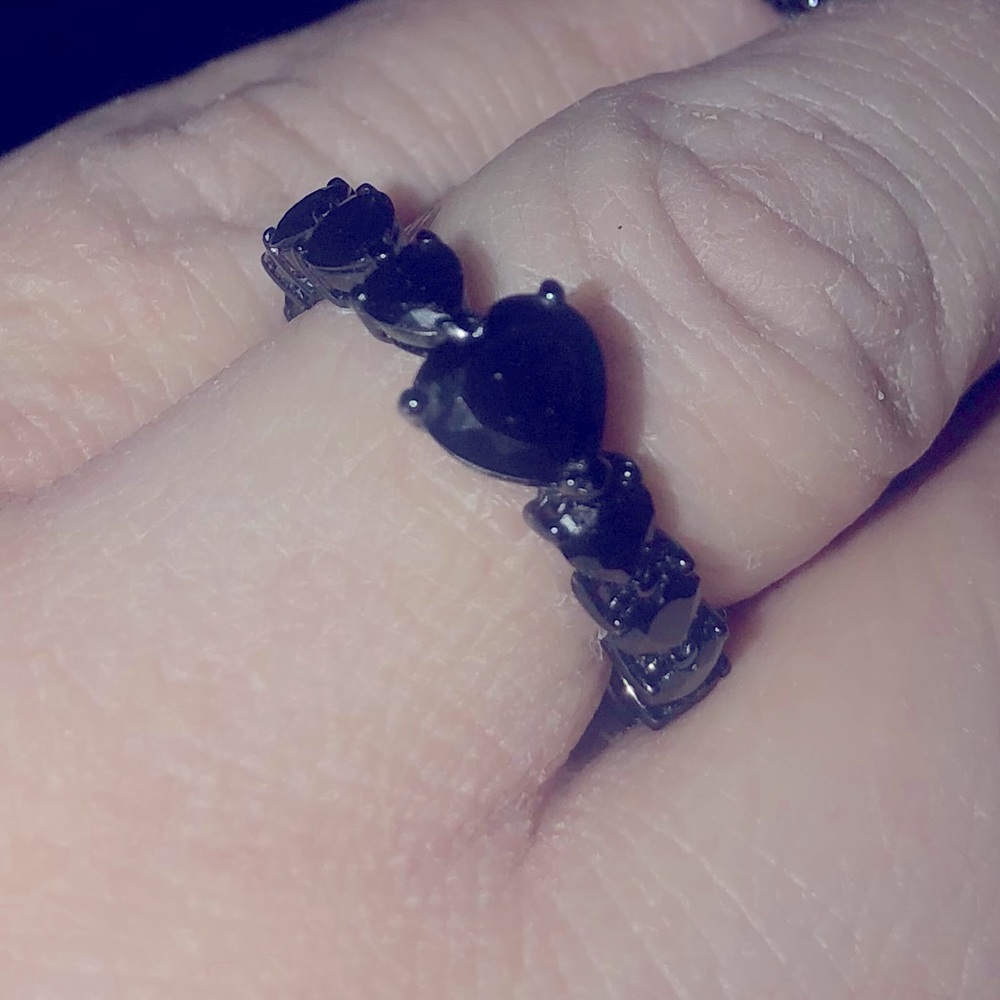Black CZ Heart Eternity band size 8